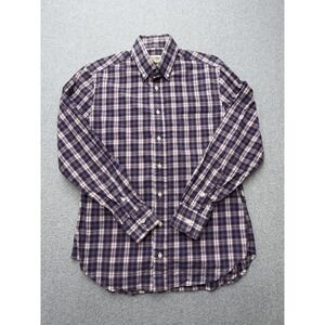 Gitman Bros Shirt Mens Medium Blue Plaid Long Sleeve Button Down Made USA Casual